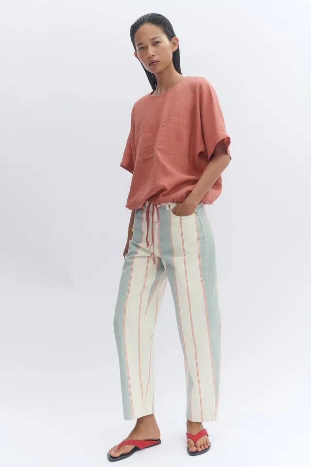 ZW Mid-Waist Tapered Striped Jeans