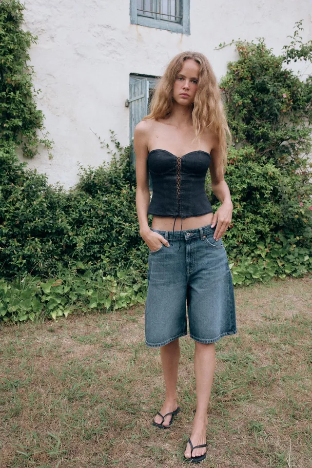 توب DENIM بقصة مشد