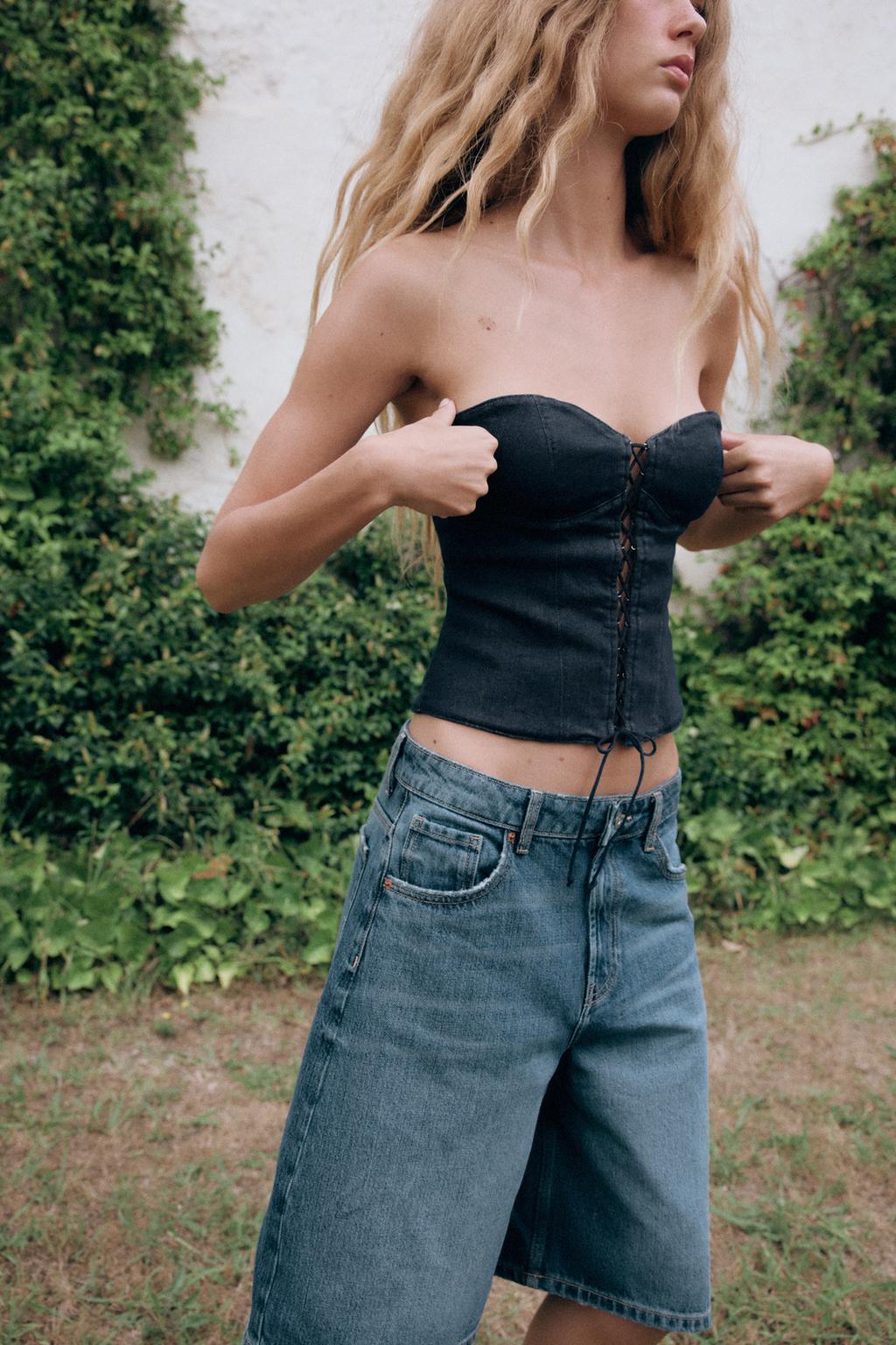 توب DENIM بقصة مشد