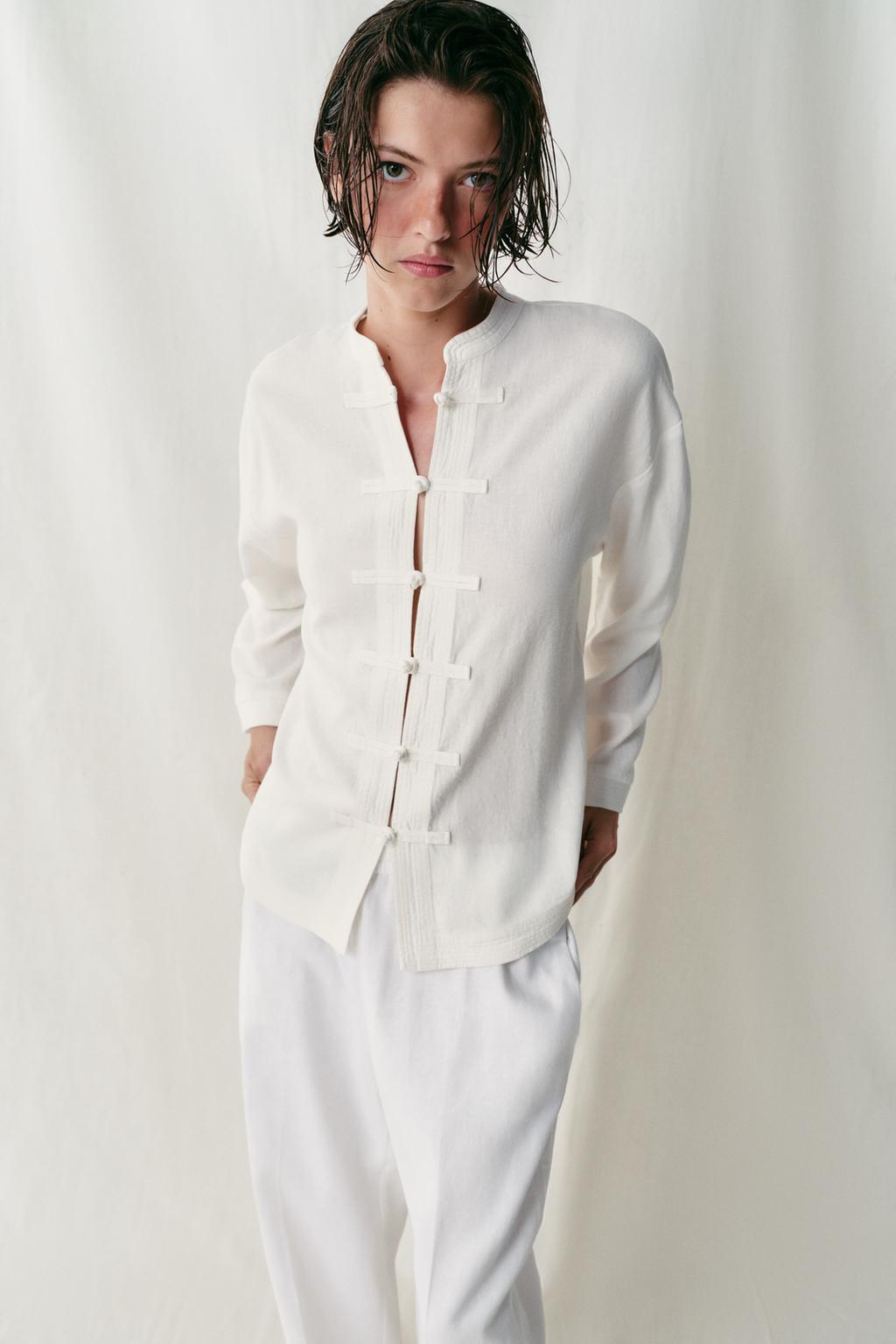 قميص OVERSIZE من الكتان بأزرار