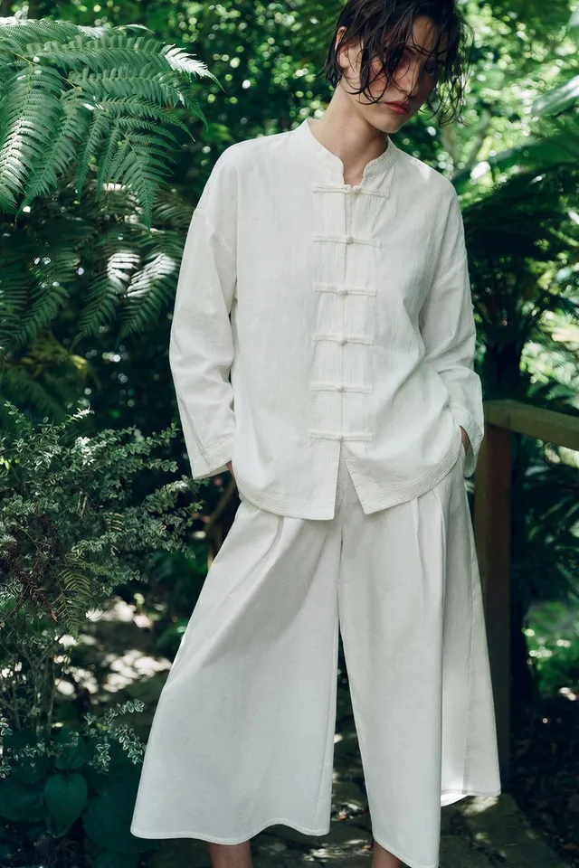 Linen Blend Oversize Frog Fastening Shirt – image 7
