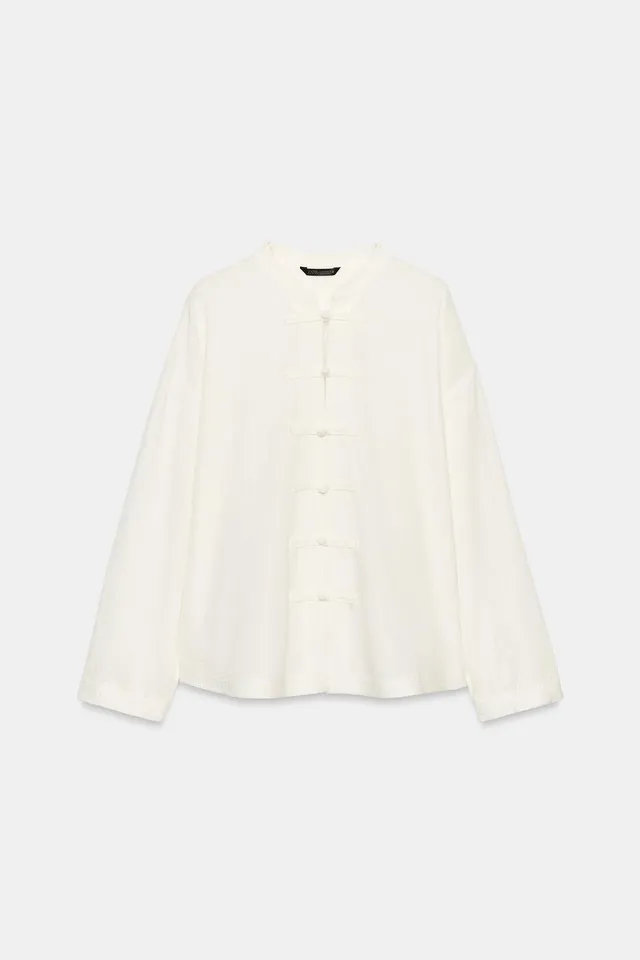 Linen Blend Oversize Frog Fastening Shirt – image 8