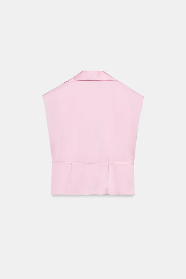 Satin Short Sleeve Shirt with Belt – image 7
