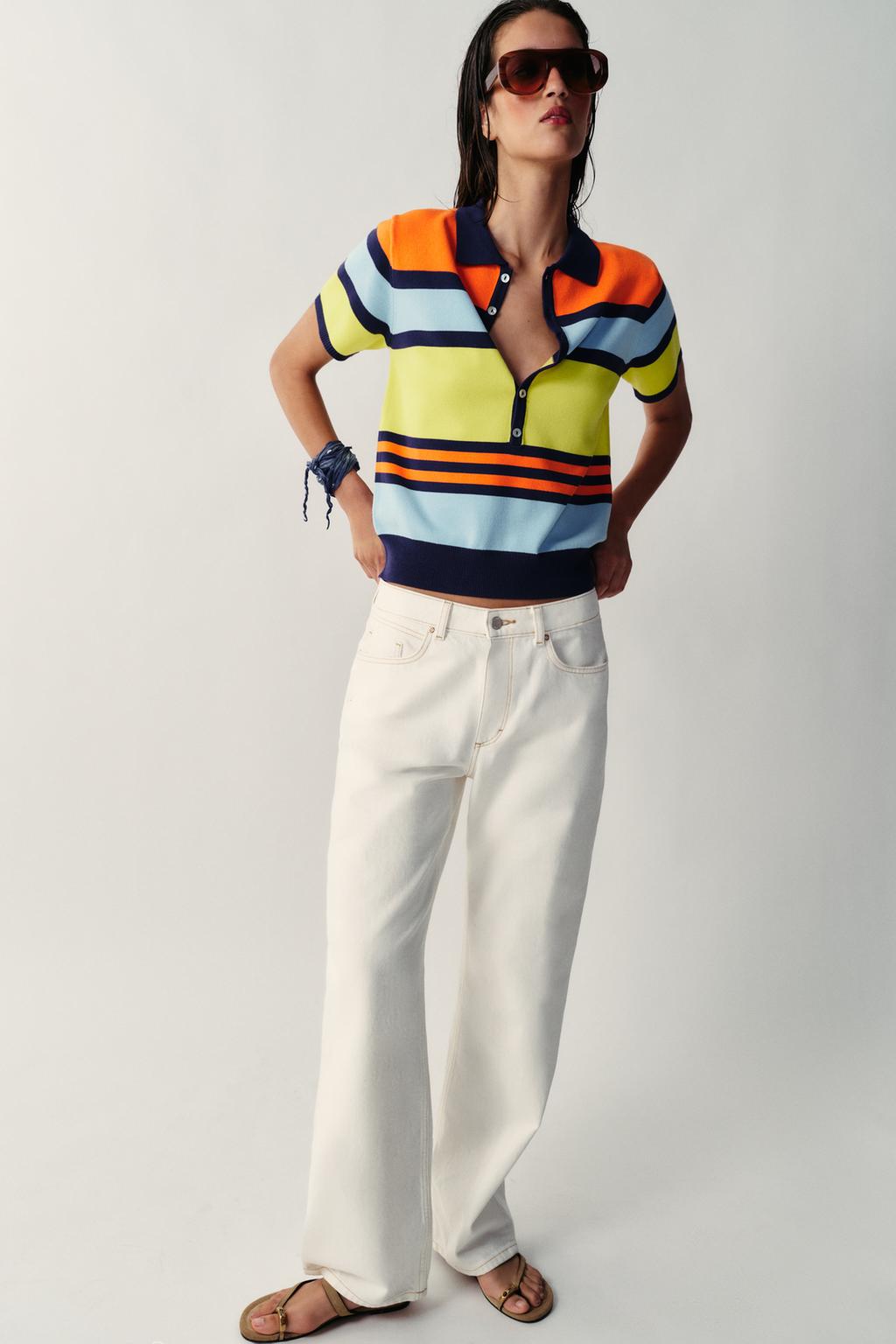 Striped Knit Polo Shirt