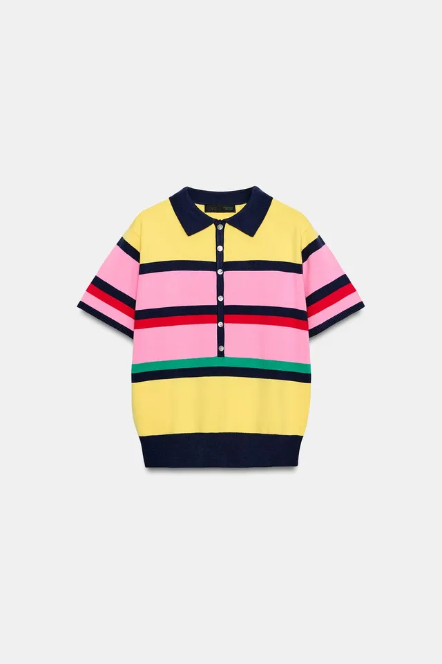 Striped Knit Polo Shirt – image 5