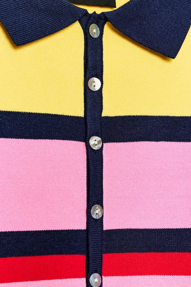 Striped Knit Polo Shirt – image 7