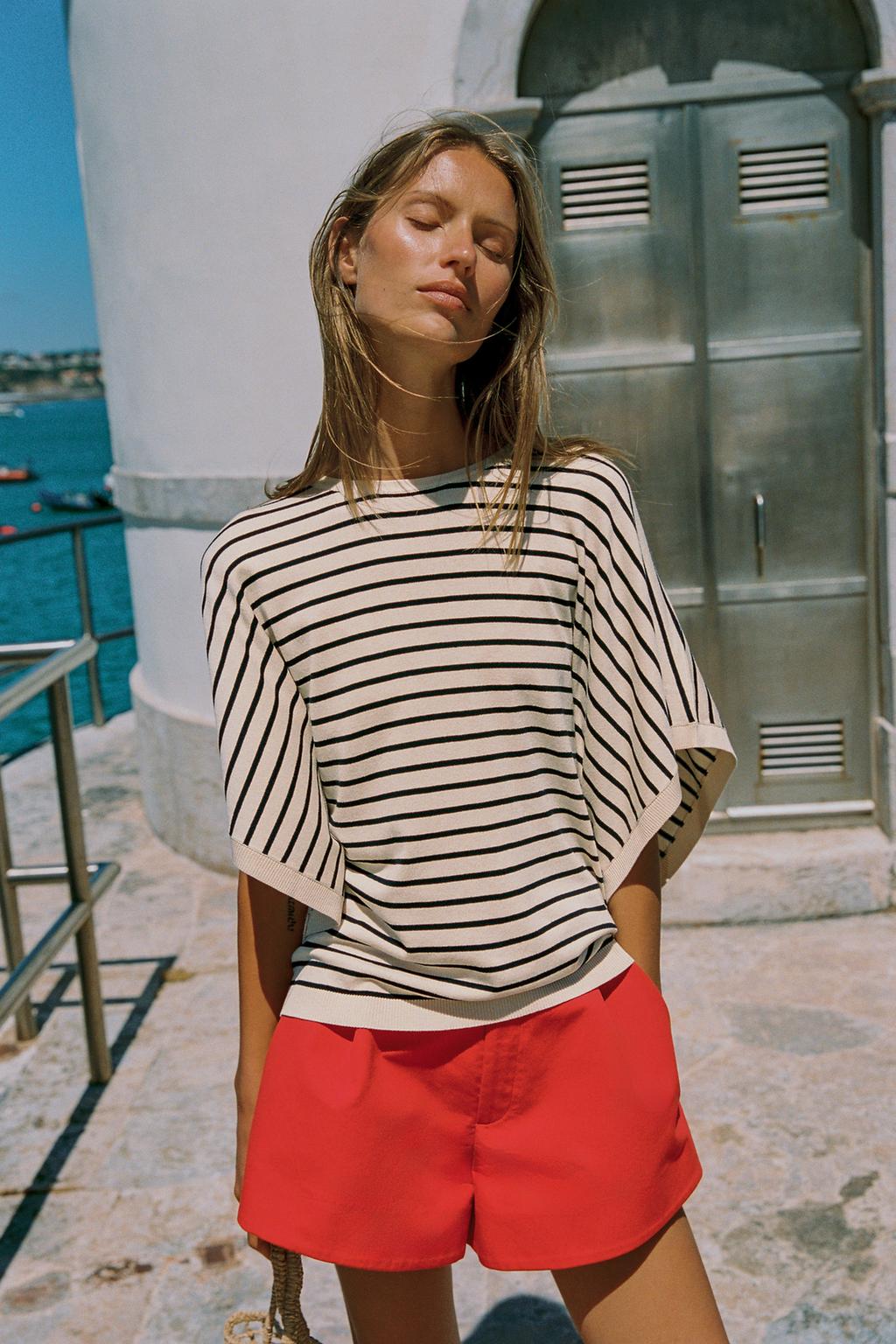 Wide Short Sleeve Knit Top