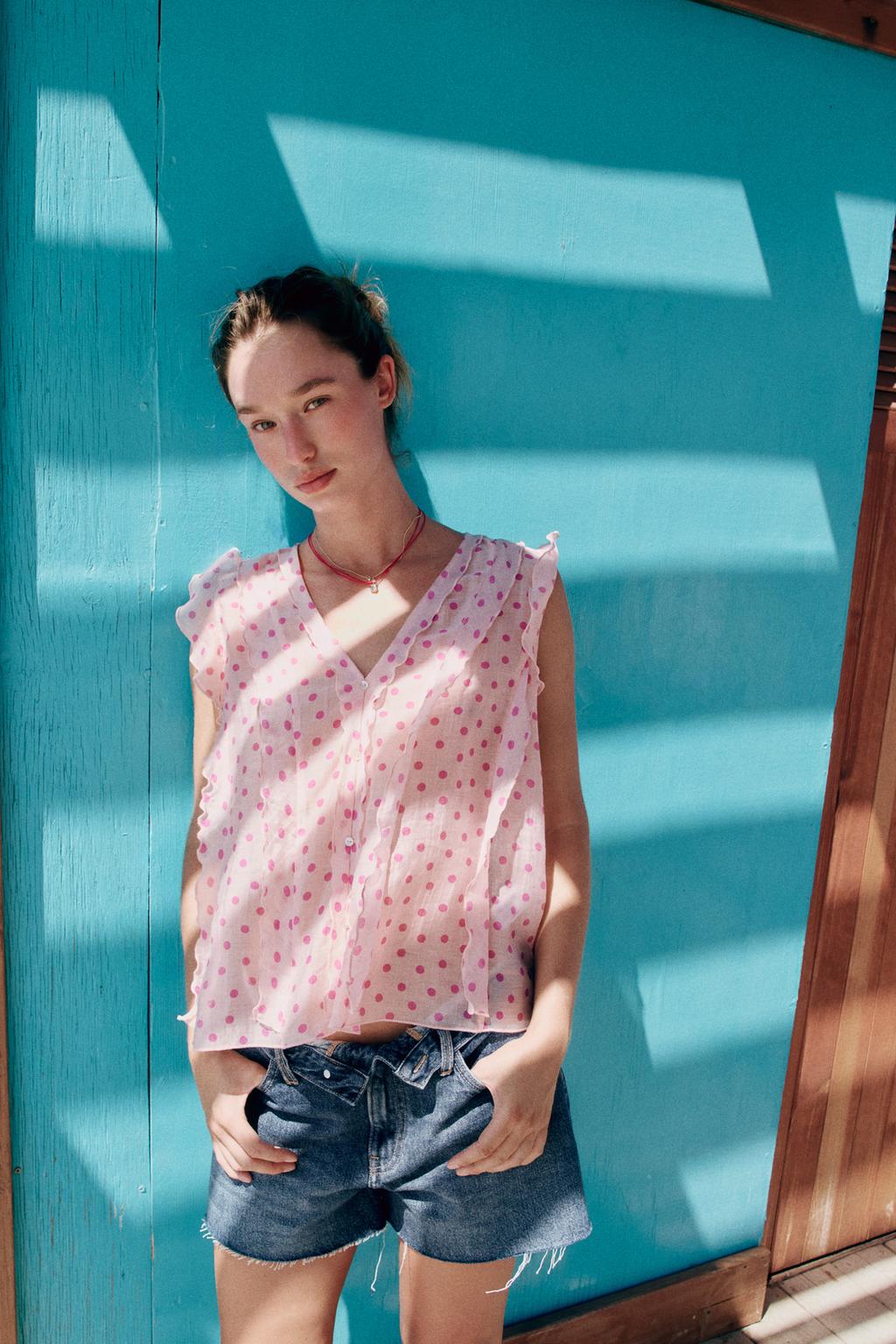Ruffled Polka Dot Blouse
