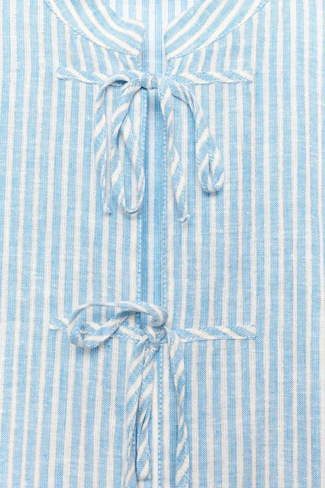 Metallic Striped Blouse with Bows – image 8