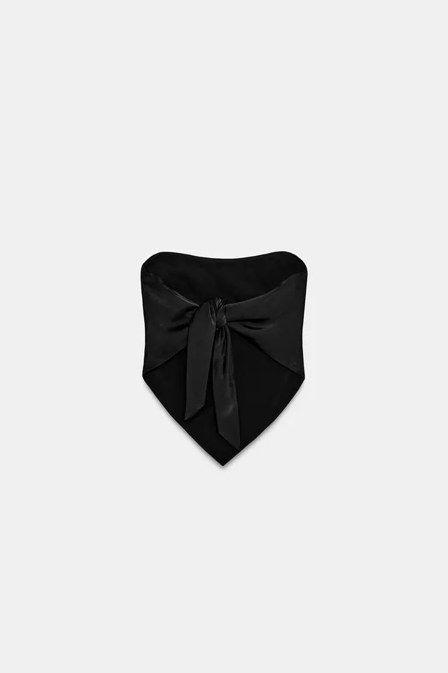 Satin Bandeau Top with Tie Back Closure – image 6