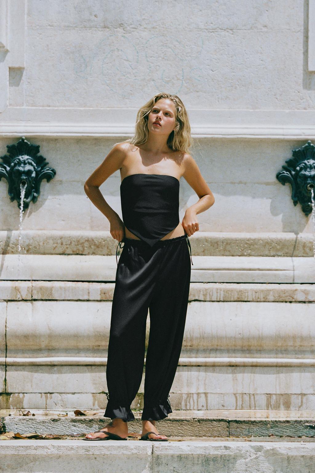Satin Bandeau Top with Tie