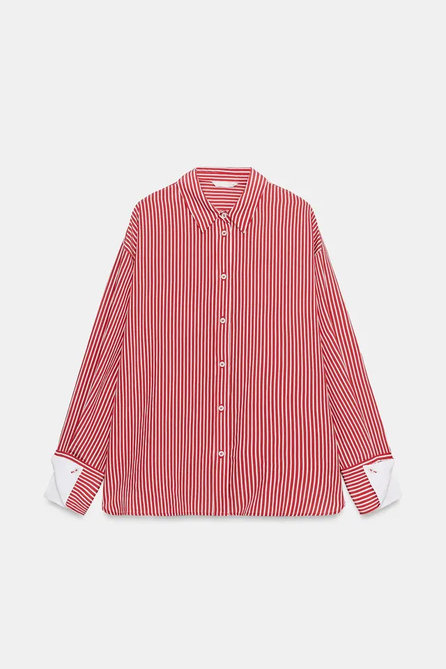 Striped Shirt with Contrast Cuffs – image 4