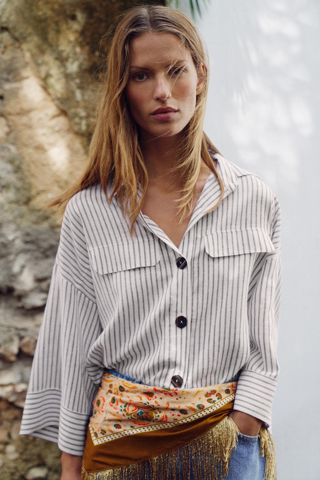 Striped Linen Blend Shirt