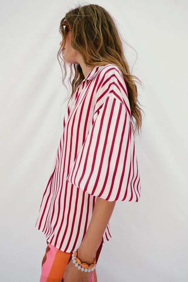 Striped Puff Sleeve Shirt – image 3