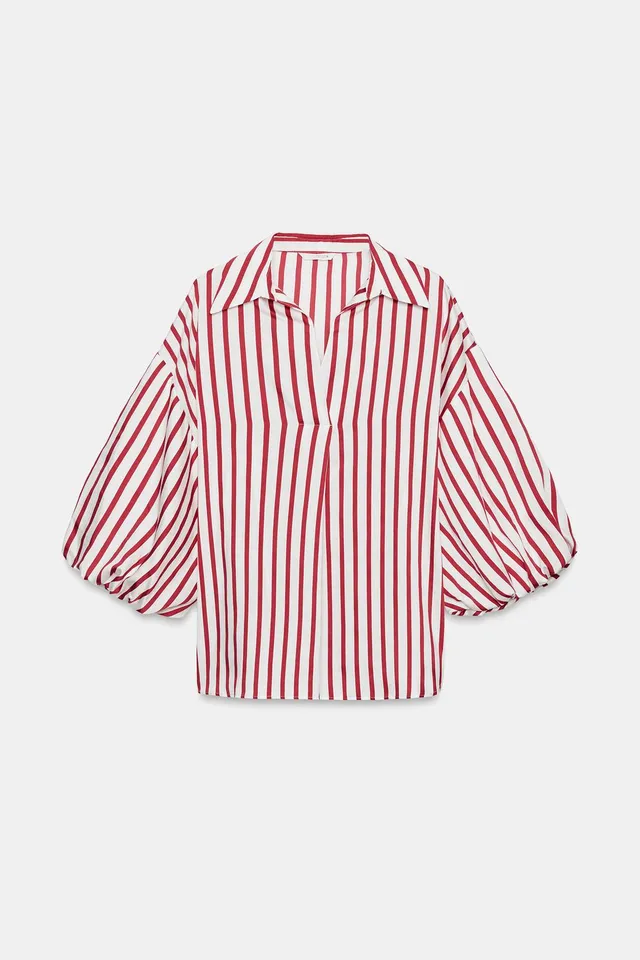 Striped Puff Sleeve Shirt – image 6