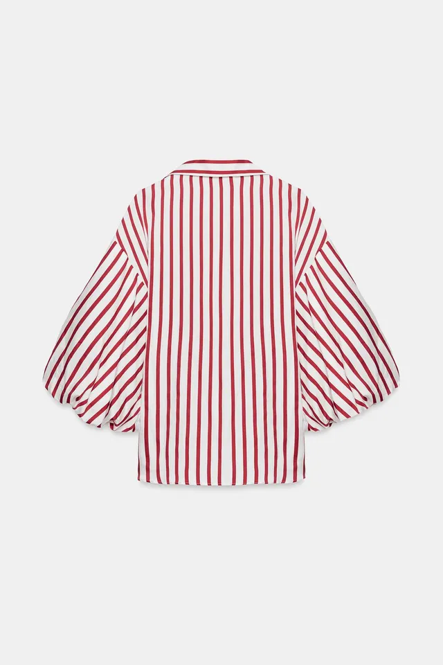 Striped Puff Sleeve Shirt – image 7