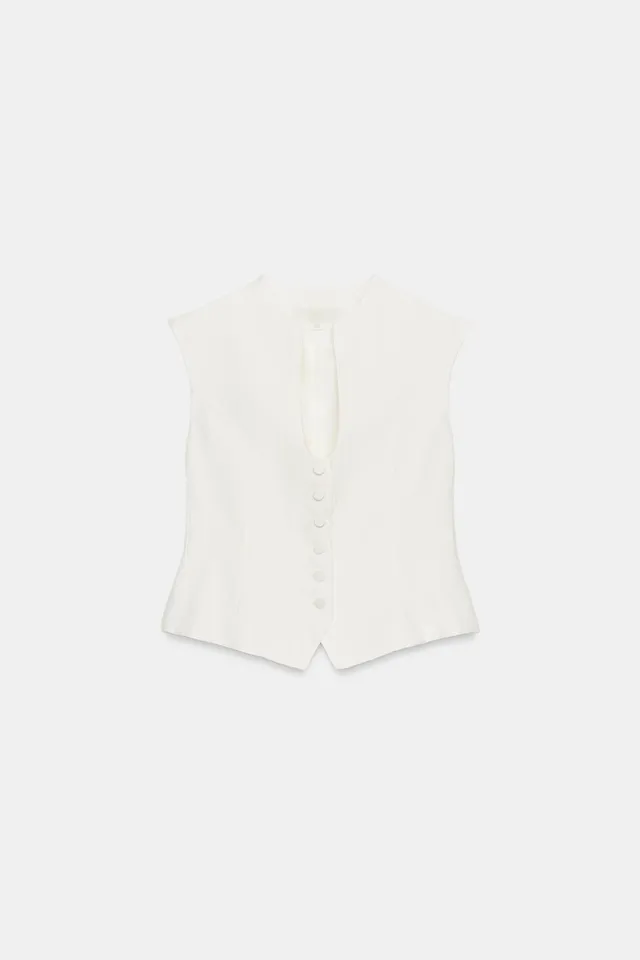 A-Line Sleeveless Top with Covered Front Buttons – image 7