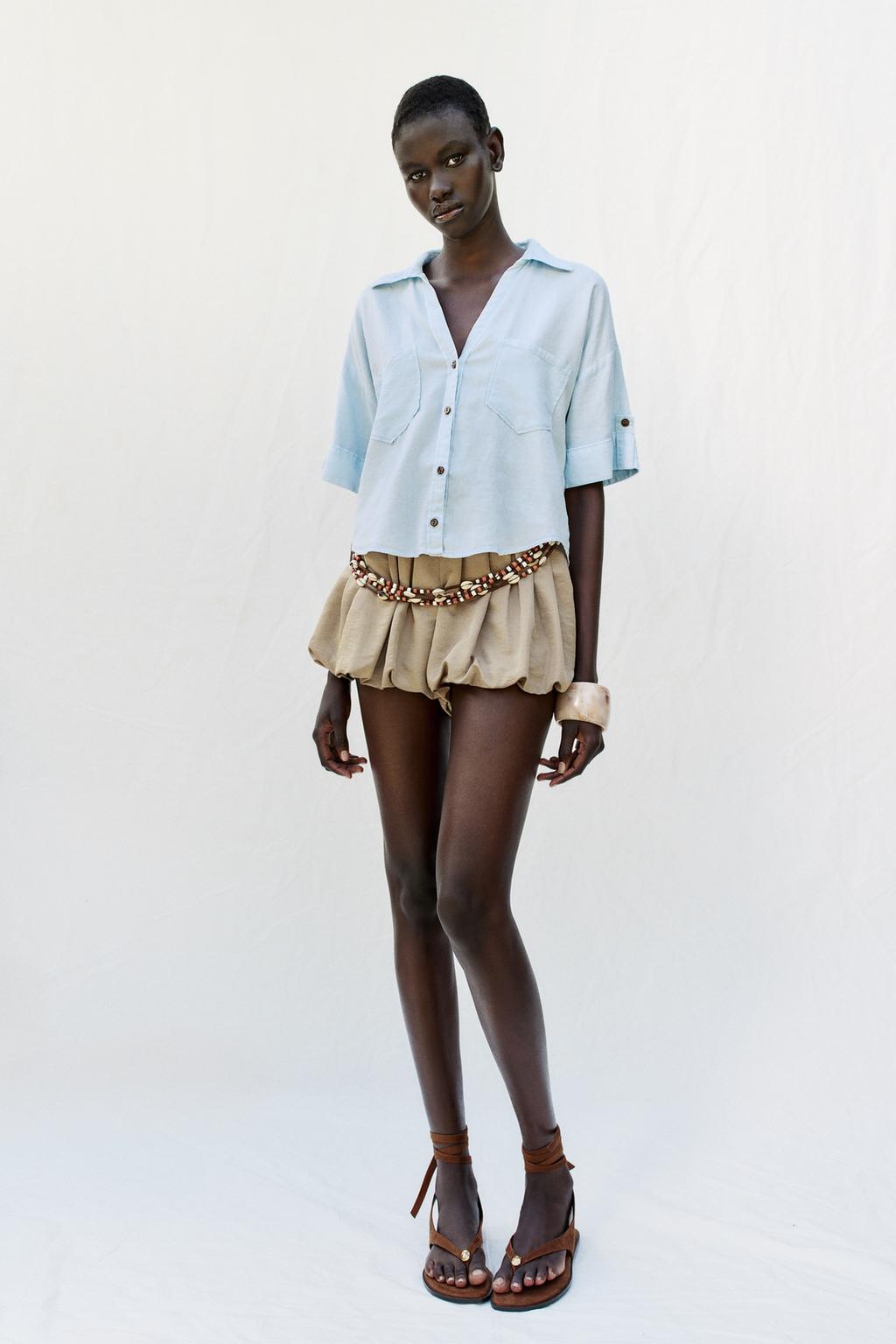 Short Linen Blend Shirt