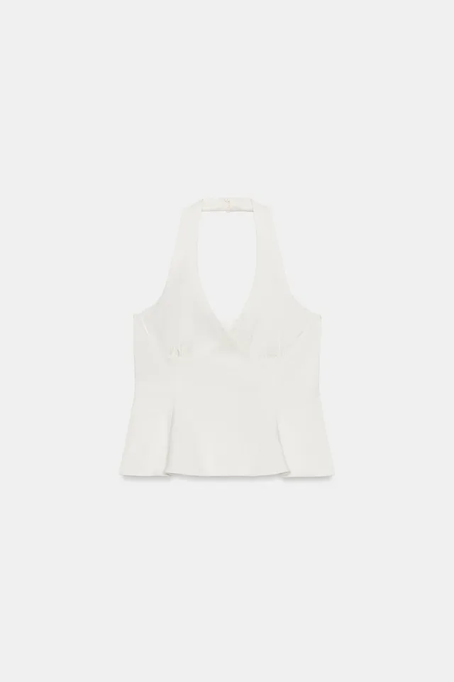 Fitted Peplum Top with Open Back and Side Zip – image 4