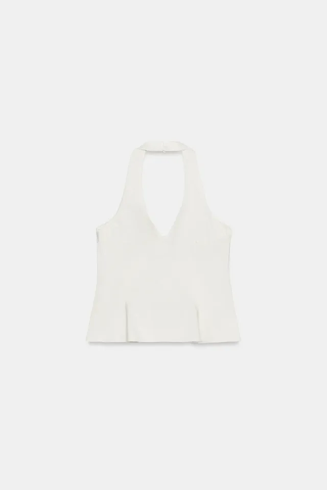 Fitted Peplum Top with Open Back and Side Zip – image 5