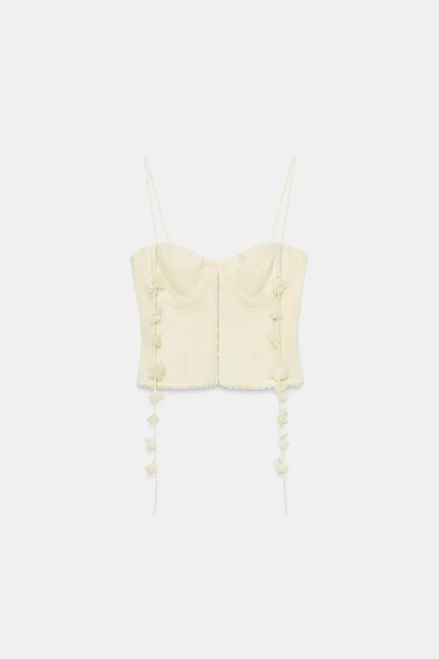 Floral Corset-Inspired Top with Sweetheart Neckline and Metal Hook Closure – image 5
