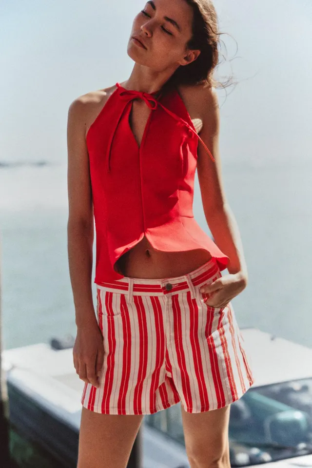 Halterneck Peplum Top