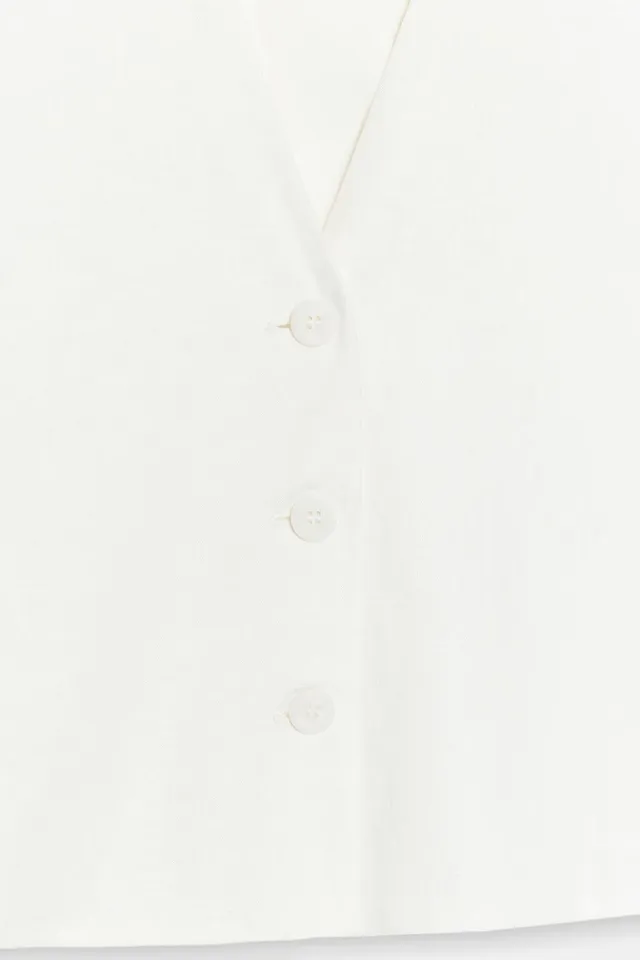 Linen Blend Button-Front V-Neck Waistcoat Top – image 6