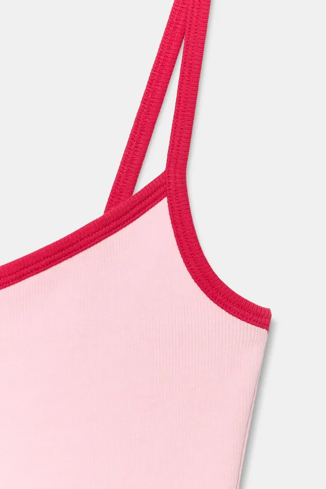 Cotton Blend Bodysuit with Contrast Piping and Snap Button Fastening – image 7