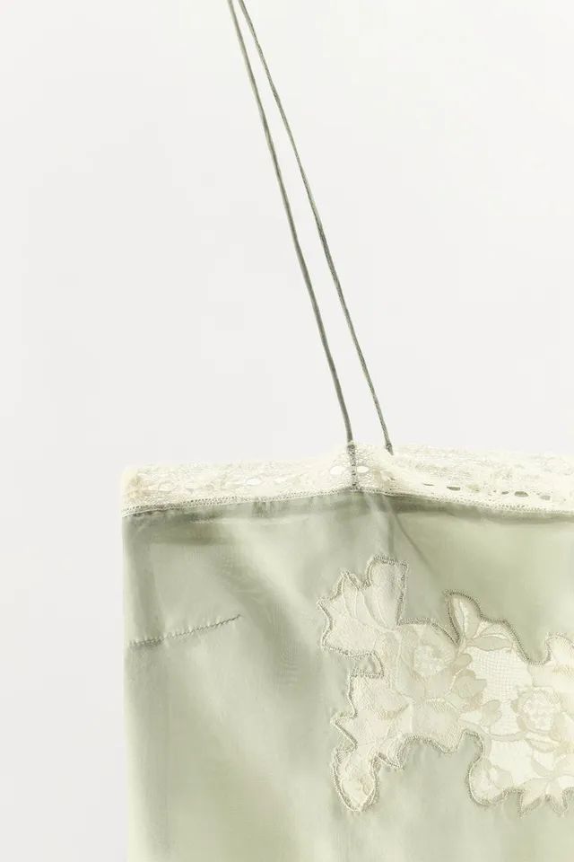 Silk Floral Embroidered Sleeveless Top with Contrast Lace Trim – image 6