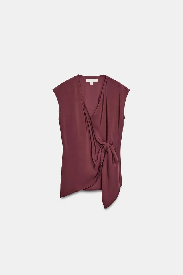 V-Neck Sleeveless Top with Front Knot and Back Elastic Strap – image 5