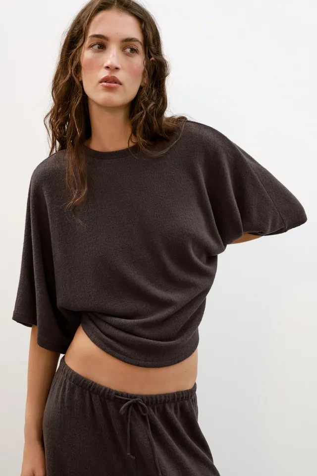 Rustic Fabric Short Sleeve Pullover Top – image 2