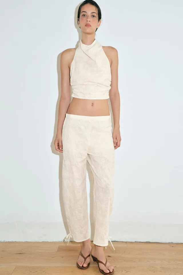Sequin Embroidered Halter Top