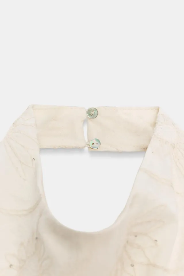 Crop Halter Top with Sequin Embroidery and Tie-Up Closure – image 10