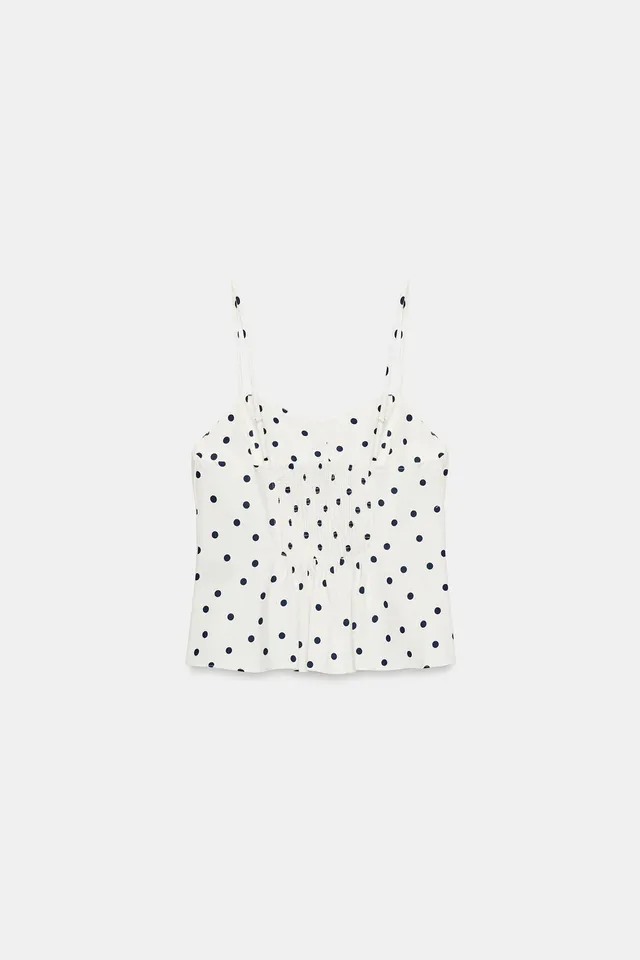 Polka Dot Peplum Top with Sweetheart Neckline and Adjustable Straps – image 8