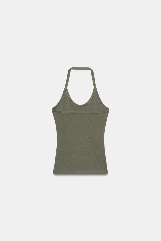 Cotton Blend Halter Top with Stud Detail – image 5