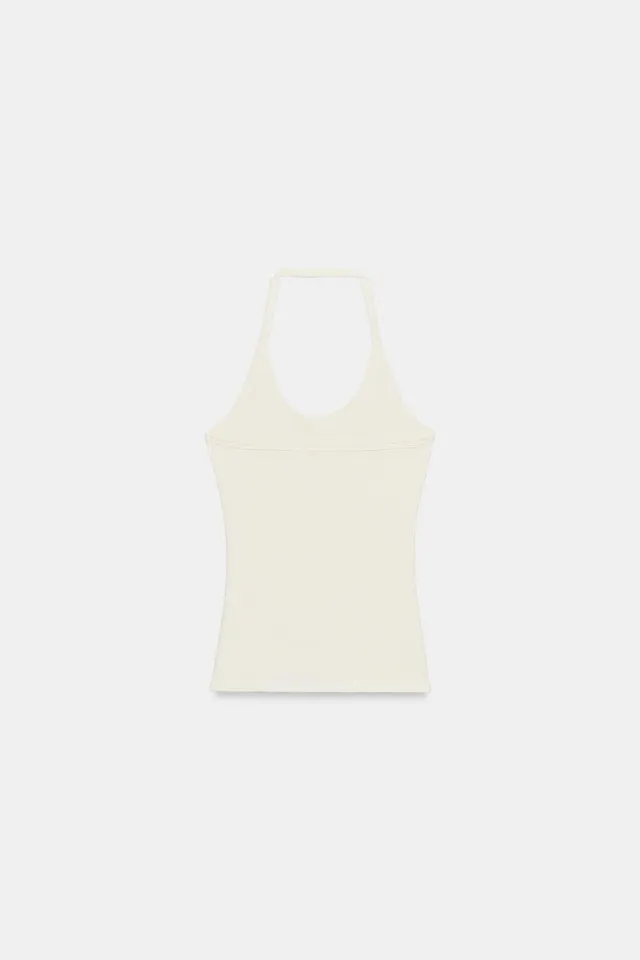 Cotton Blend Halter Top with Stud Detail – image 5