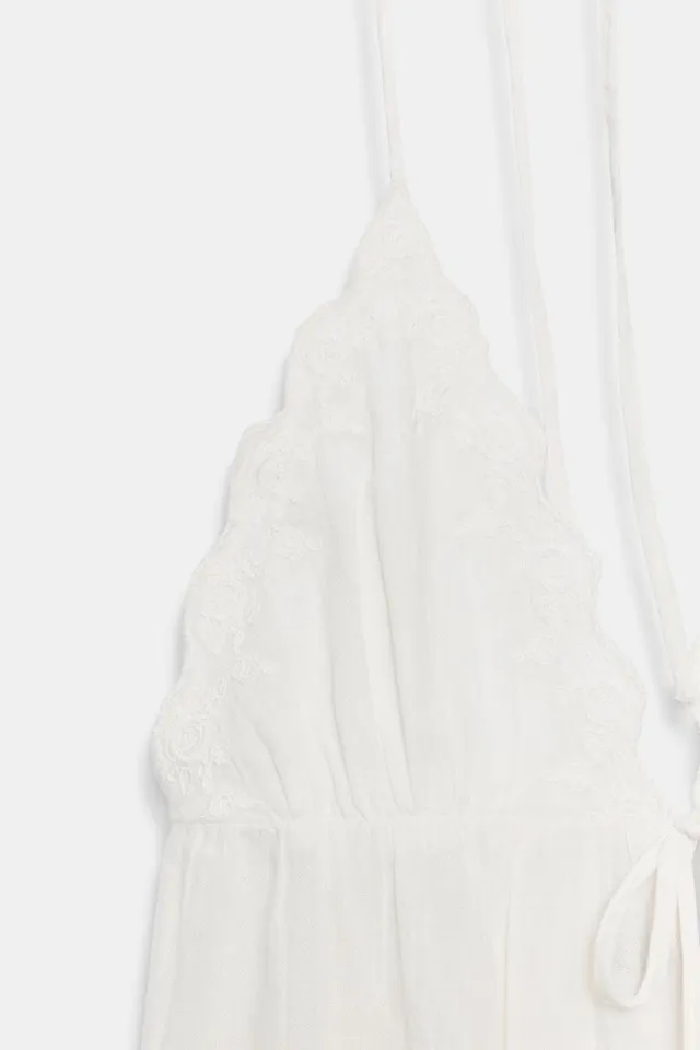 Lightweight Gauze Halter Top with Embroidery and Tie Closure – image 6