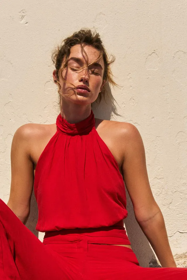 TOP HALTER بربطة خلفية من الكتان – صورة 6