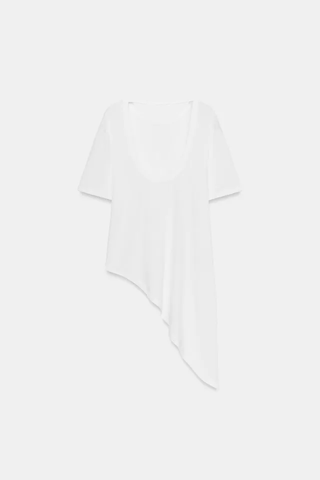 Asymmetric Short Sleeve Lyocell Blend Top – image 7
