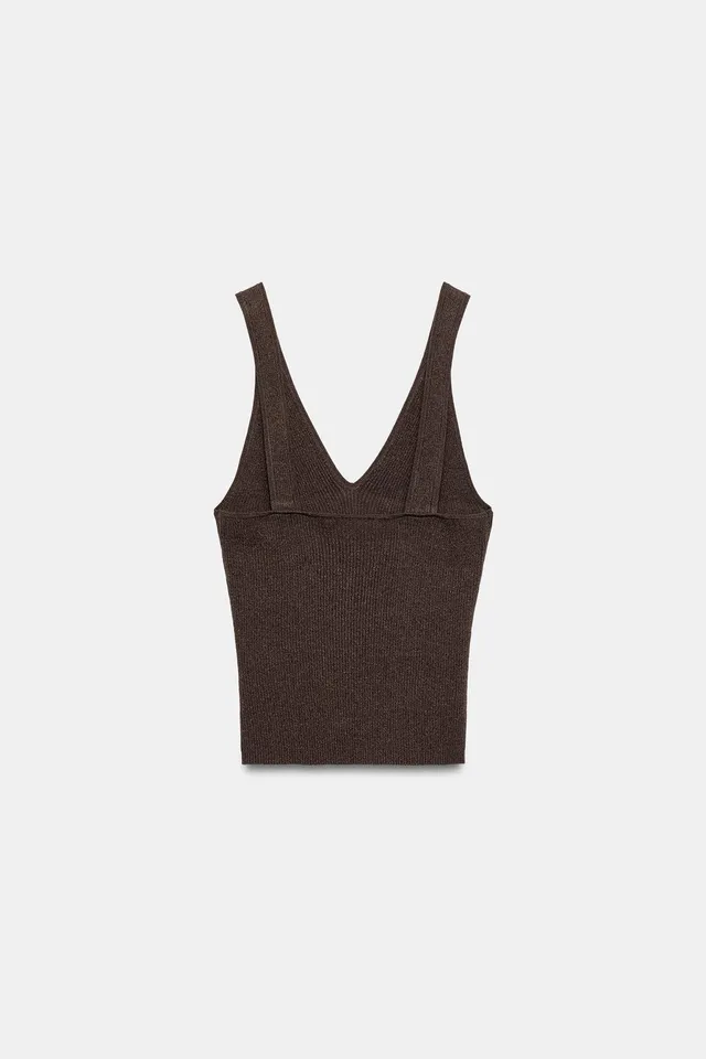 Knit V-Neck Strappy Sleeveless Top for Women – image 6