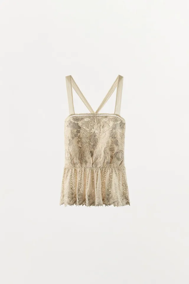 Polyamide Lace Top with Floral Embroidery and Adjustable Straps – image 5