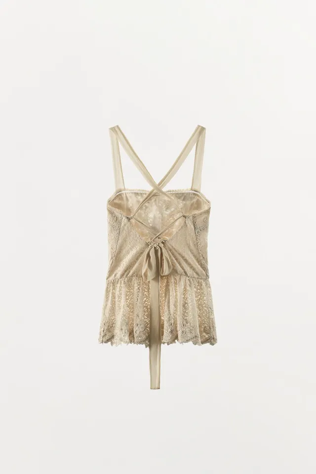 Polyamide Lace Top with Floral Embroidery and Adjustable Straps – image 6