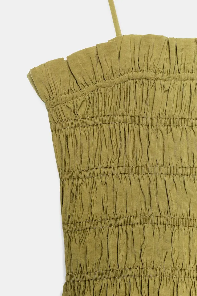 Crop Top with Striped Pattern, Adjustable Straps, and Gathered Detail – image 8
