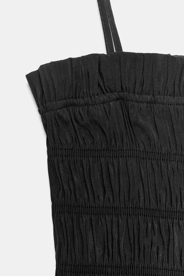 Crop Top with Striped Pattern, Adjustable Straps, and Gathered Detail – image 6
