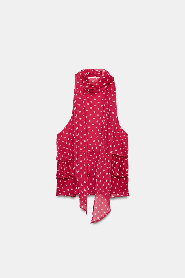 Women's Halter Neck Top with Ruffles and Polka Dots – image 8
