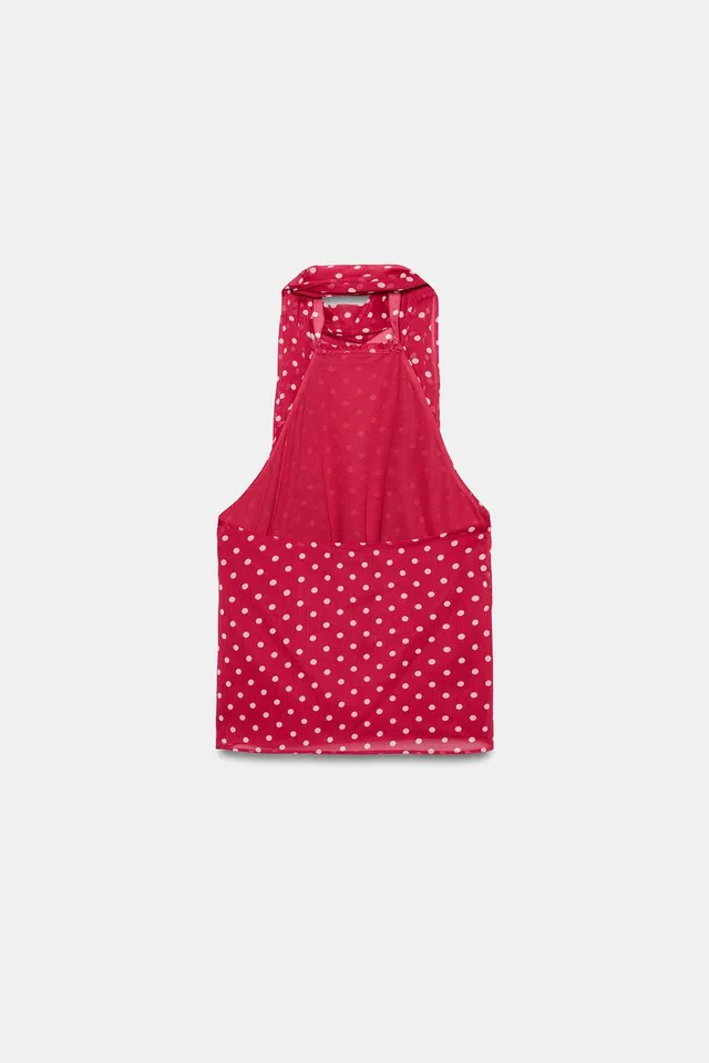Women's Halter Neck Top with Ruffles and Polka Dots – image 9