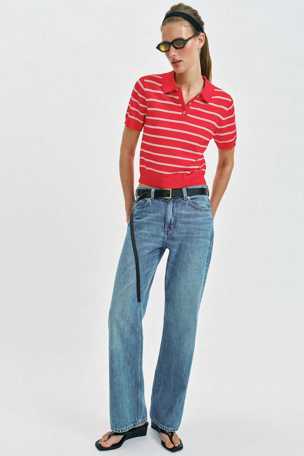 Striped Knit Short Sleeve Polo