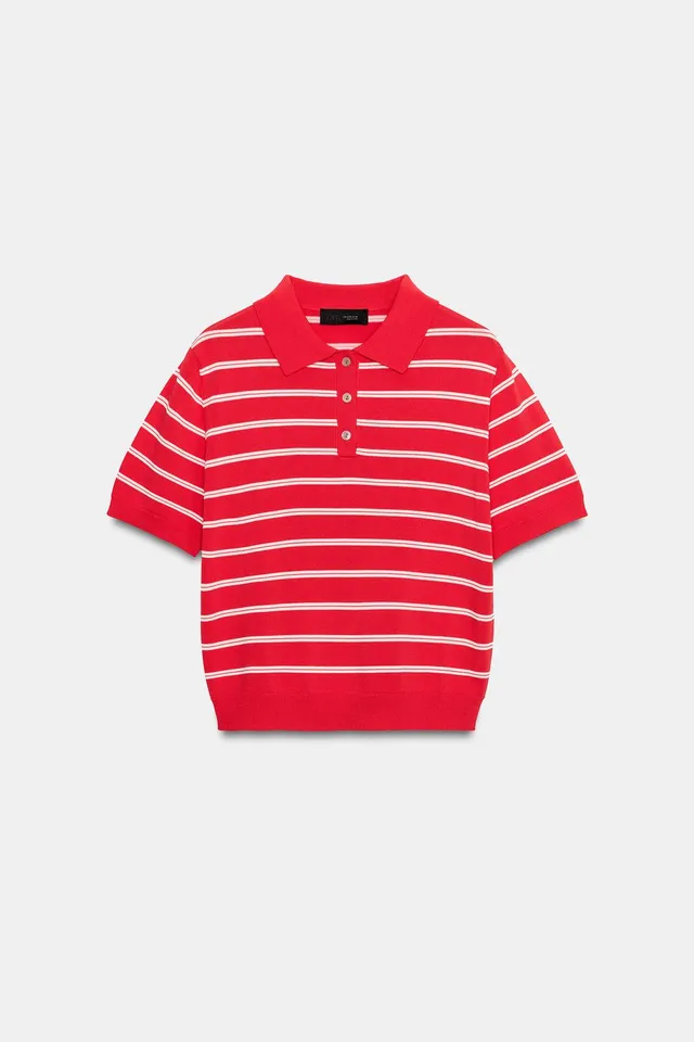 Striped Knit Short Sleeve Polo – image 7