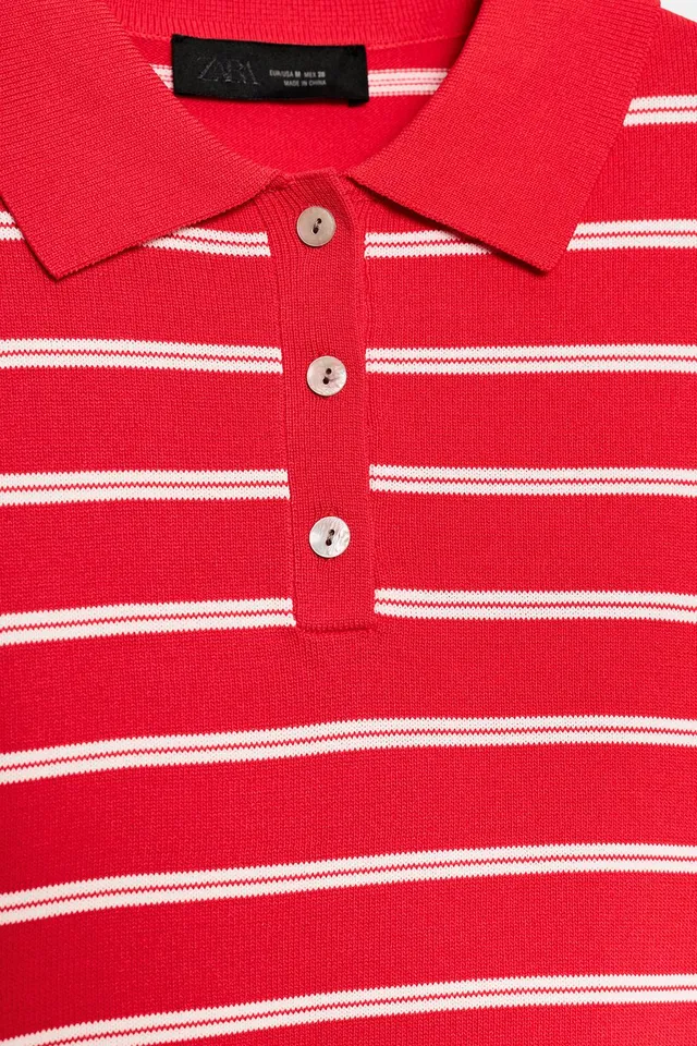 Striped Knit Short Sleeve Polo – image 9