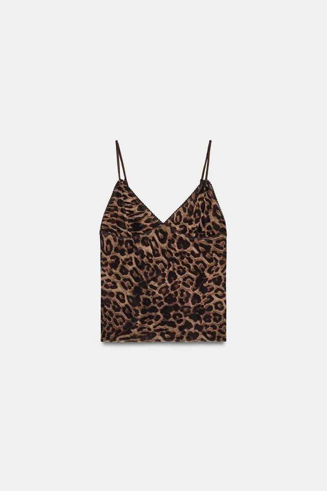 Women's Animal Print Tulle V-Neck Sleeveless Top – image 8